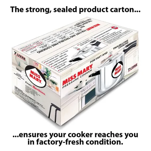 Hawkins Miss Mary Aluminium Inner Lid Pressure Cooker - With Handle, Silver, MM70, 7 l-5.webp